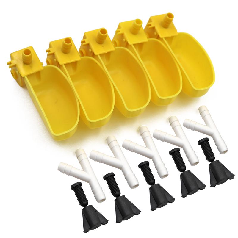 5 Pcs Bird Quail Dove Drinking Bowl Automatic Waterer Hanging Bowls Drinking Cup Bird Quail Feeding tools Quail waterer жёлтый
