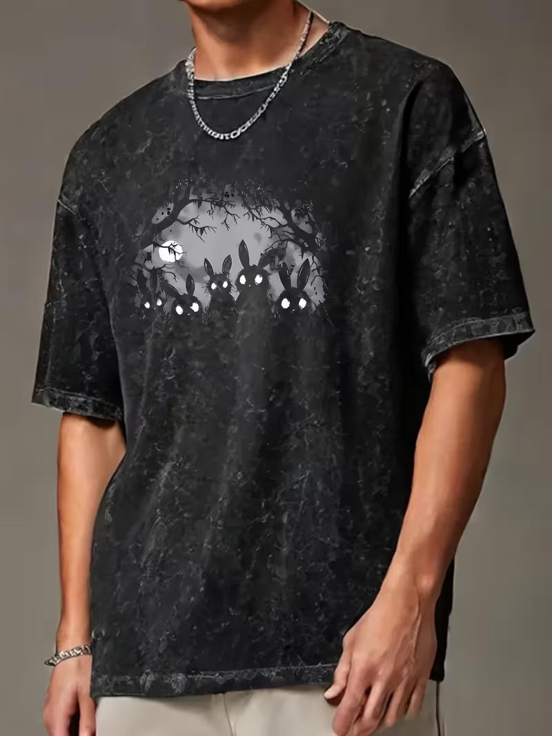 

Ladies Fashion Trend Retro Drawing Color Leopard Print Womens Round Neck Distressed Washed Water Short Sleeved Tshirt Top S