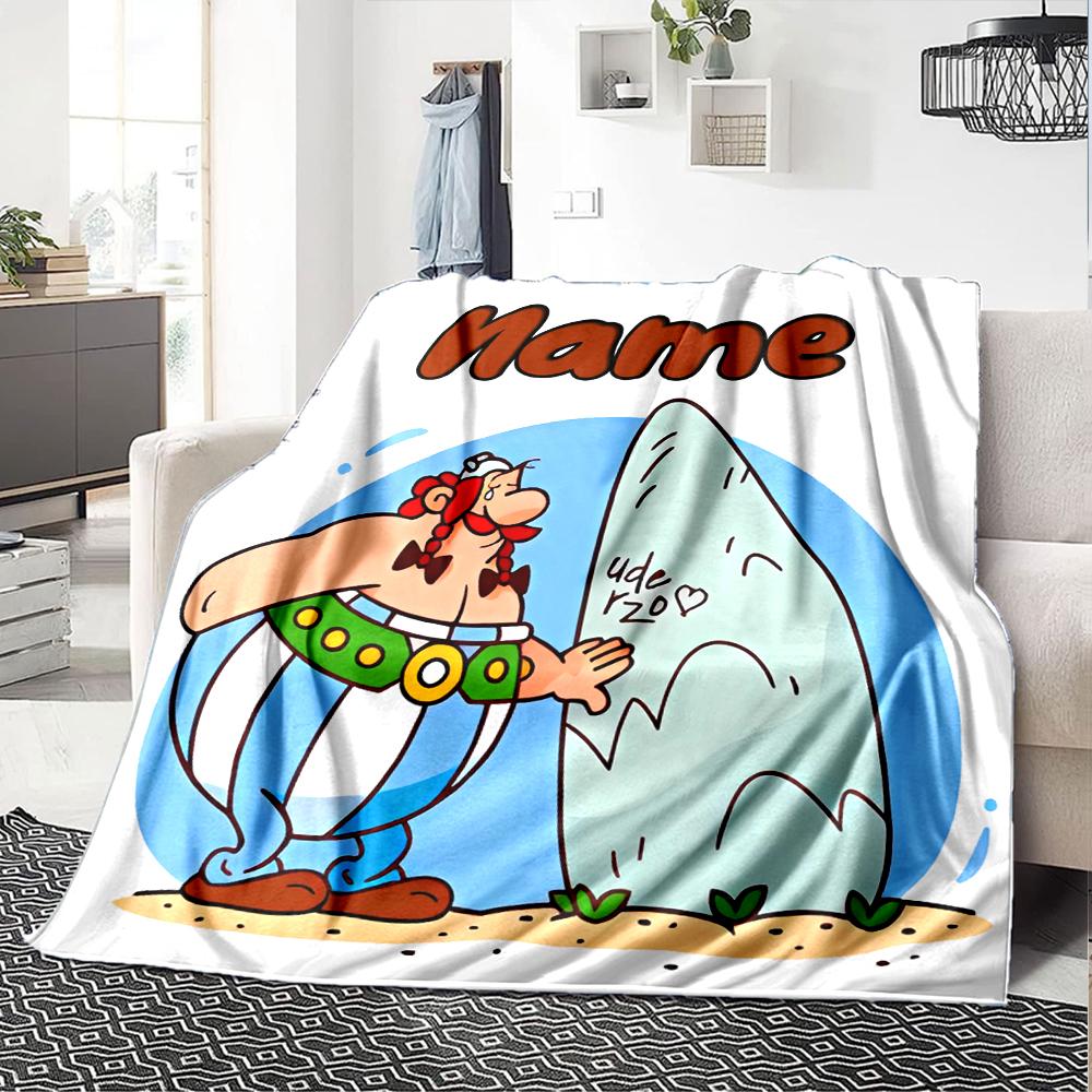 Personalisierbare Decke mit Namen und Persönlichkeit Asterix, Weich & Warm, für Sofa, Büro, Bett, Reise, Mittagspause, Geschenk, Geeignet für alle Jahreszeiten