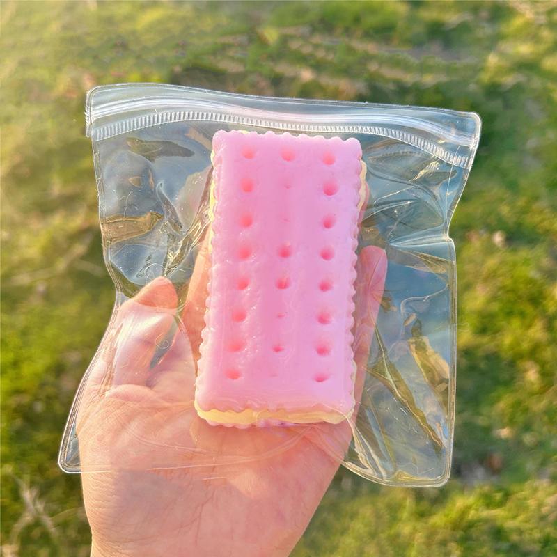 Thick Cookie Biscuit Taba Squishy Pink Cracker Mochi Squeeze Toy Anti Stress Release Hand Relax Toys Gift