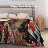 GUOYU Decke Überwurfdecke Chinoiserie Anthrazit Koralle Pagode Flanell Fleece Überwurfdecke Japanischer Asiatischer Stil Decke Pagode und Blume