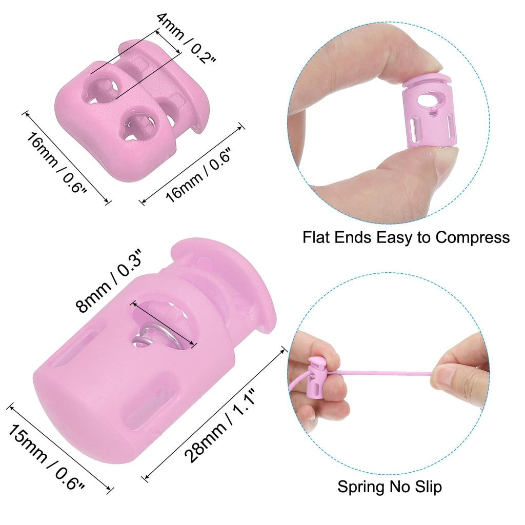 16 jardów elastycznej linki bungee, stoper jednostronny, stoper dwustronny sprężynowy do paracordu, sznurka, sznurowadeł, odzieży, plecaków, toreb, różowy 21