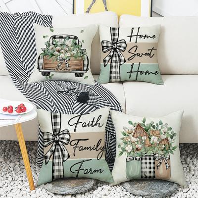 Kissenbezug mit floralem Frühlingsdruck Familie Schlafzimmer Sofa Kleine frische Atmosphäre Dekokissen Kissenbezug
