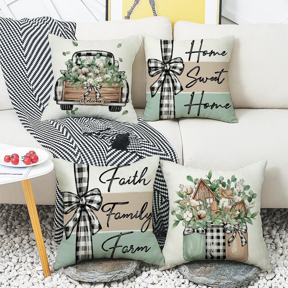 Spring Floral Print Pillowcase Family Bedroom Sofa Small Fresh Atmosphere Decorative Cushion Pillowcase