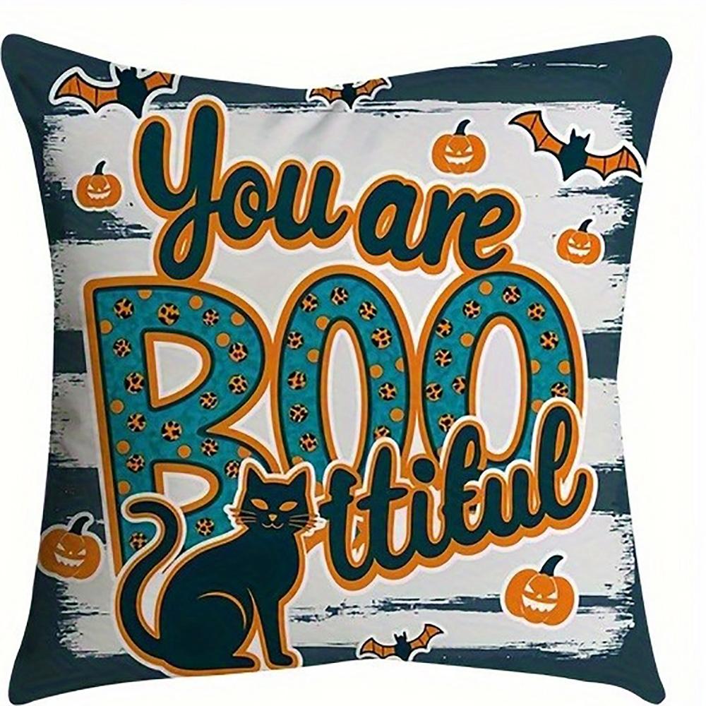 Pumpkin Truck for Halloween DecorSuitable for Living Room Bedroom Sofa Decorative Cushion Cover Pillow Cover