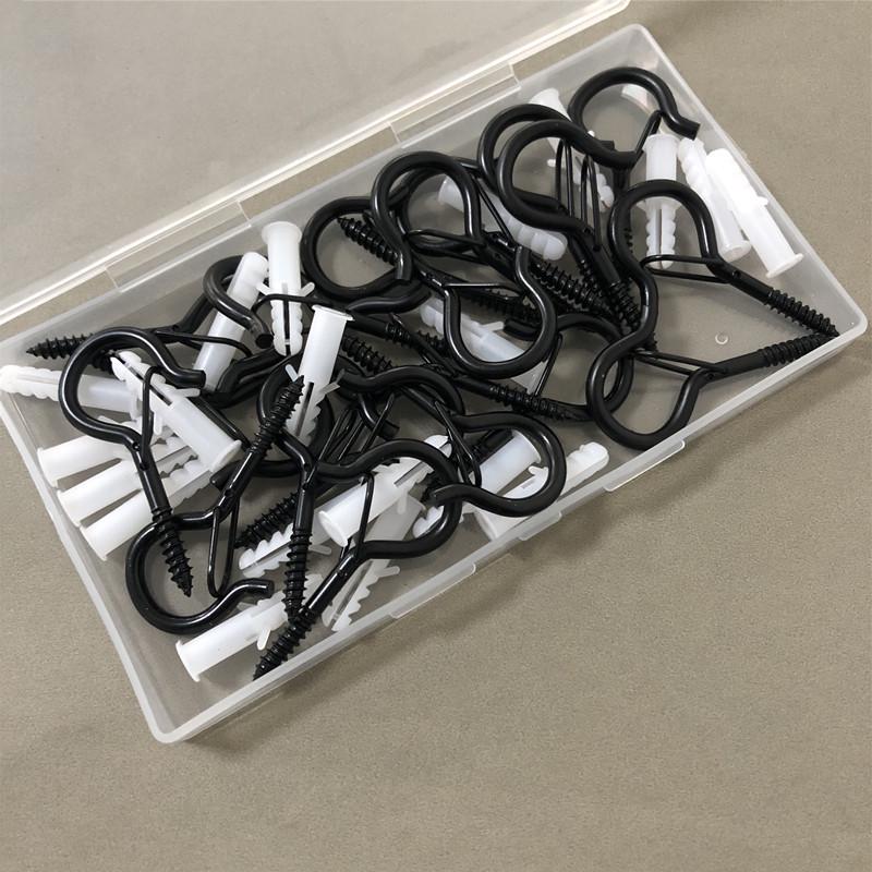 Q-Type Screw Hook Set with Safety Buckle & Expansion Tube for Indoor/Outdoor Decoration
