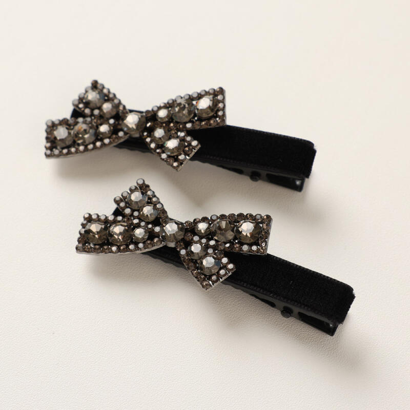 Maniel Black Velvet Ribbon Cubic Hairpin A-277