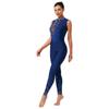 Combinaison de compétition pour femme S-XXL: Combinaison moulante sans manches à dos creux et strass pour gymnastique, yoga, entraînement