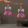 Rainbow Bow Creative Women Acrylic Earrings For Casual And Office Wearing