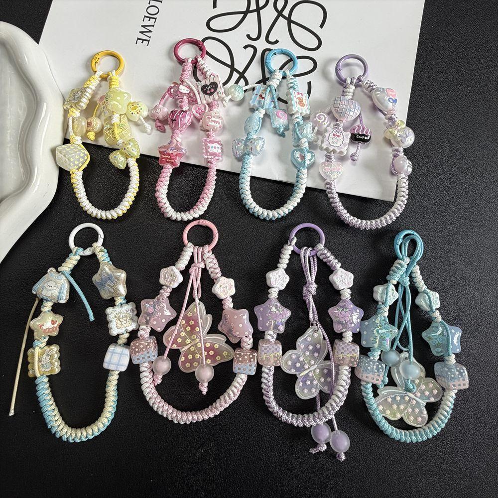 Cartoon Colorful Braided Phone Lanyard With Pvc Material For Keys Bag And Earbud Holder