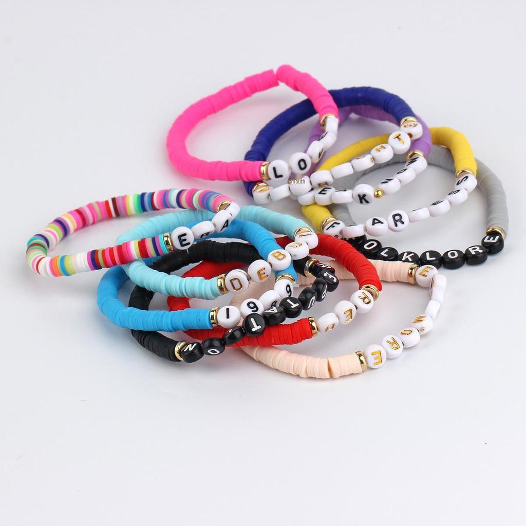 Taylor Swift Friendship Bracelet: Pink Letters Inspired by Lover, Fearless, Anti-Hero, 1989, and Reputation.