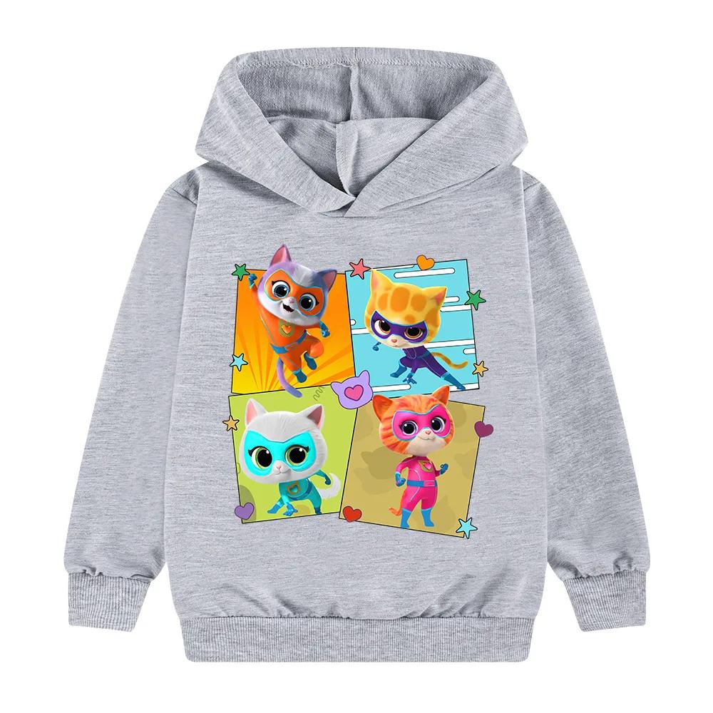 

New Super Kitten Cartoon Cute Printed Children s Warm Pullover Hoodie Autumn Winter Outdoor Comfort Hoodie for Boys and Girls 160