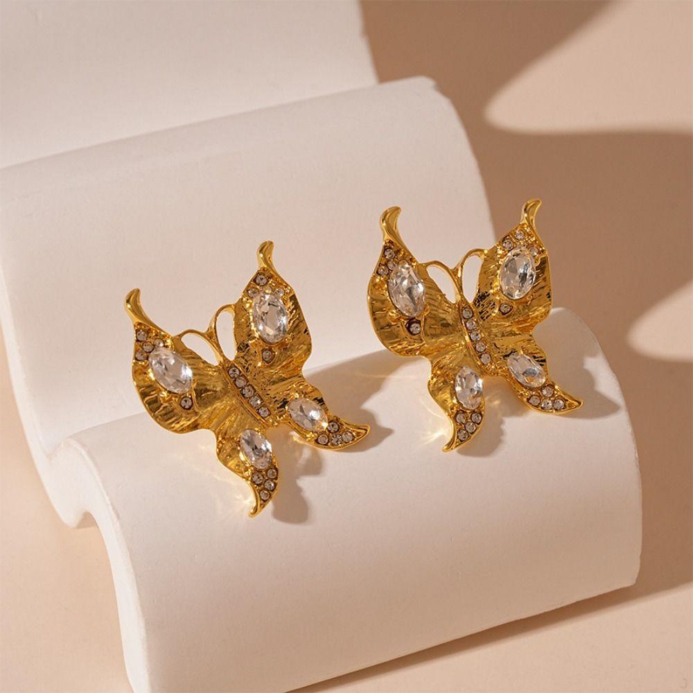 Sparkling Women Jewelry Accessory Rhinestone Ear Studs Luxury Butterfly Earrings  Wedding
