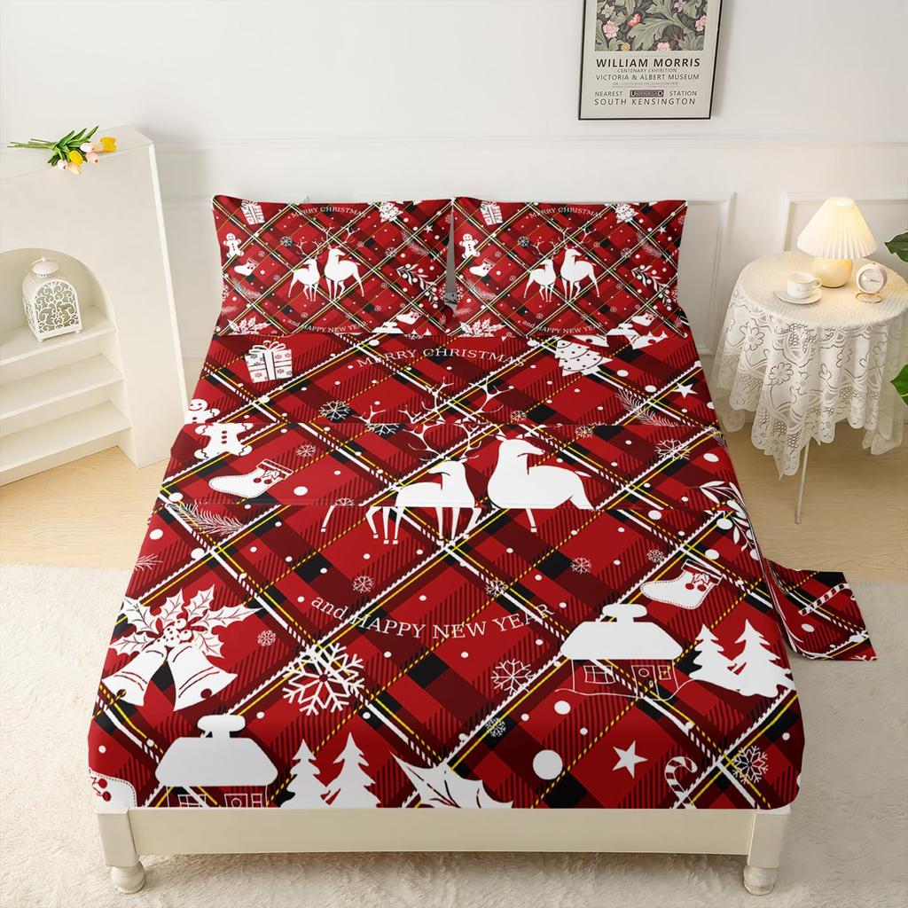 Ice Hockey Player Pattern Sheet Four Piece Bedding Set Bedroom Room Dormitory Bedding Decoration