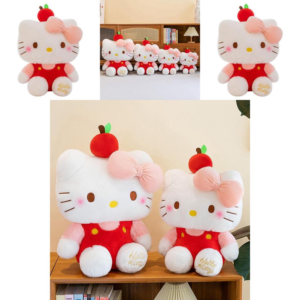 Apple Kt Cat Plush Toy With Short Pile Fur Soft Doll For Girls Sleep Pillow And Gift