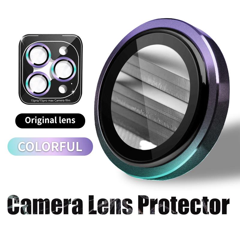 1Set Camera Lens Protector Metal Ring For iPhone 16 15 14 13 12 11 Pro Max 16 Plus 13 12 mini Full Cover Camera Tempered Glass Protective film