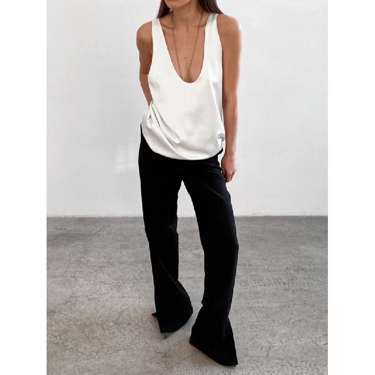 Light Luxury Comfortable Women U-neck Vest Top 2026 Spring and Summer Girls Breathable Soft Satin Lining Sleeveless Inside Top
