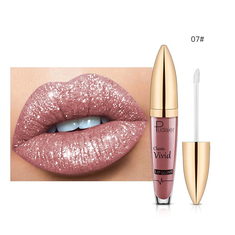 

Pudaier Glitter Flip Матовый перламутровый блеск для губ с антипригарным покрытием Diamond Lip Gloss 07#