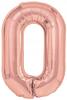 Balon Foliowy Cyfra Zero 0 Różowe Złoto, 100 Cm