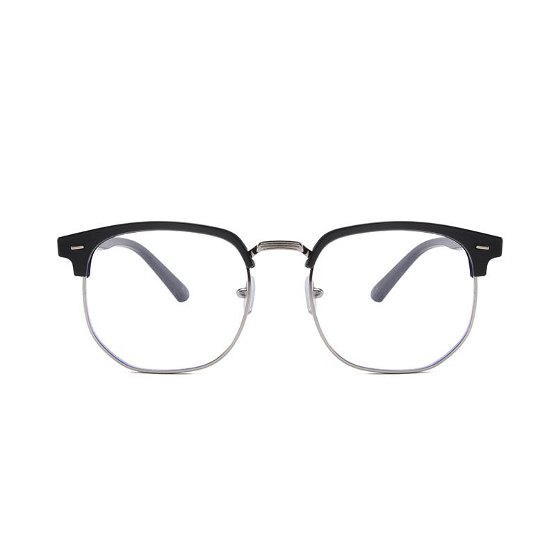 Fashion Unisex Square Plain Glasses for Men Women Metal Frame Glasses Polygon Eyeglasses Gentle Black Anti Blue Light Glasses
