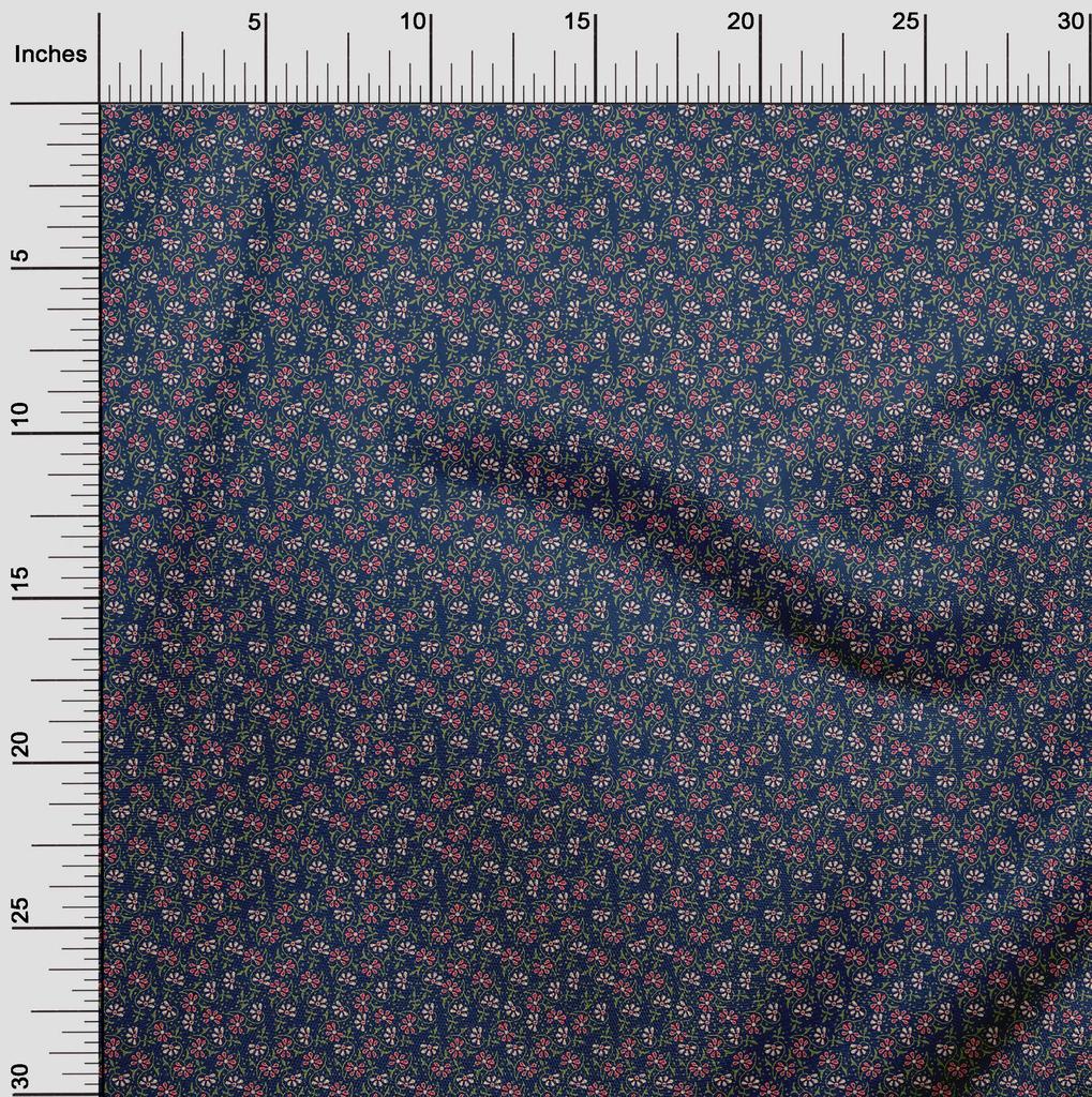 oneOone Cotton Flex Fabric Floral Block Print Fabric BTY 40 Inch Wide