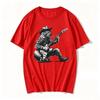 Rock Cat Musician Cat Guitar Design Cat Playing Guitar Tshirt
