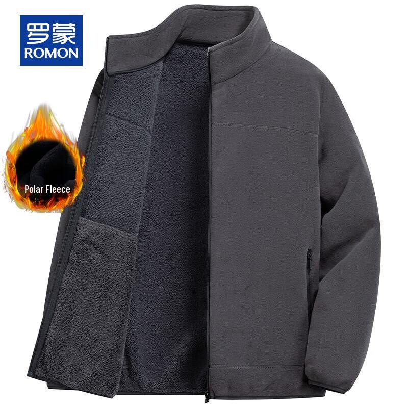 

ROMON Men s Fleece Stand-Collar Cardigan Sweatshirt 4XL