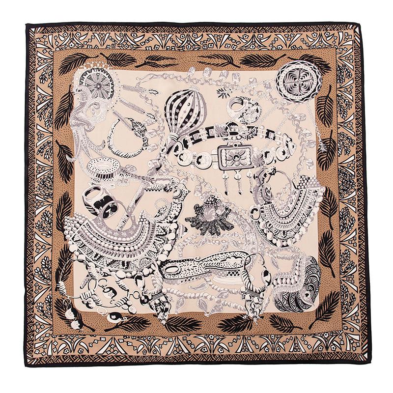 

Шелковый шарф Melberry для весны и лета, универсальный, цветочный язык, черно-белый принт, пряжа, солнцезащитный крем, шаль, подарок для девочек 70*70cm