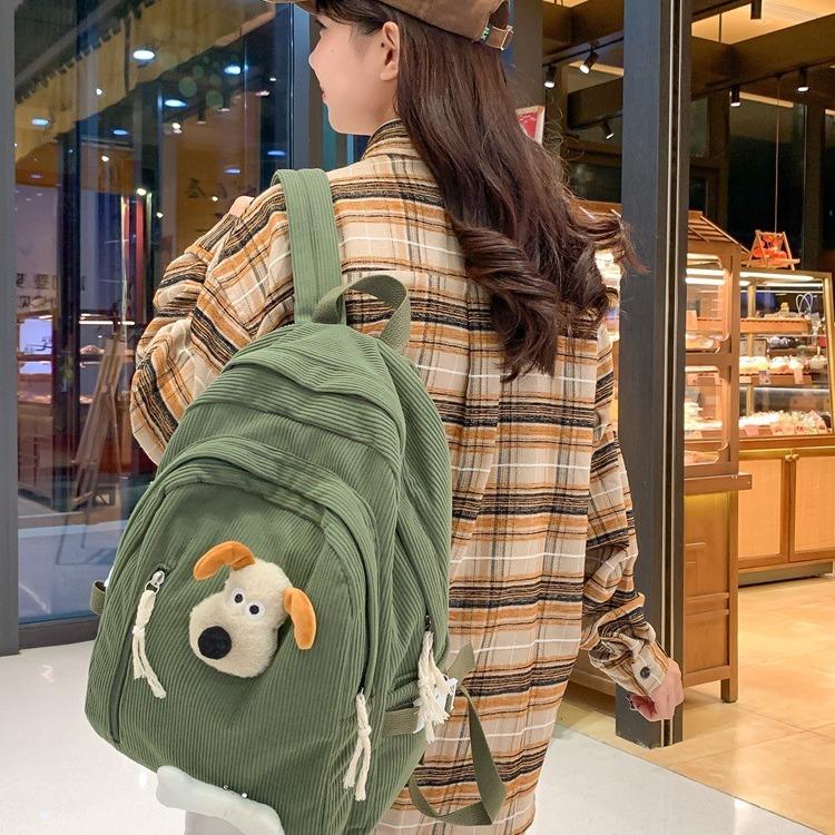 This Year, It Is Popular for Junior High School and High School Students To Use Practical Schoolbags, Backpacks, Light Retro Corduroy In Autumn and W