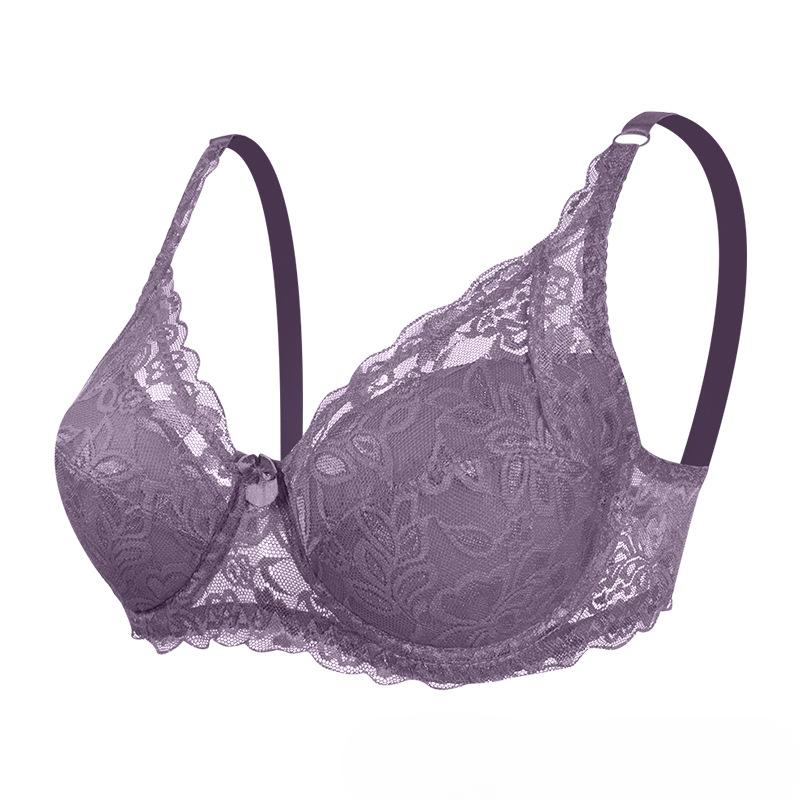European and American Women Underwear Top Plus Size Brassiere Padded Thin Cup Lace Bra Adjustable Comfortable Lingerie