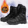 Men's Large Plus Velvet Military Hiking Snow Boots, Warm Wear-Resistant Winter Footwear, Sizes 36-47.
