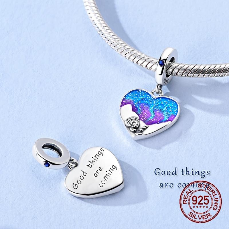 copper Magical Dreamy Aurora Borealis Winter Igloo Pendant Compatible With Authentic Charm Bracelets Women Do It Yourself Jewellery Gift