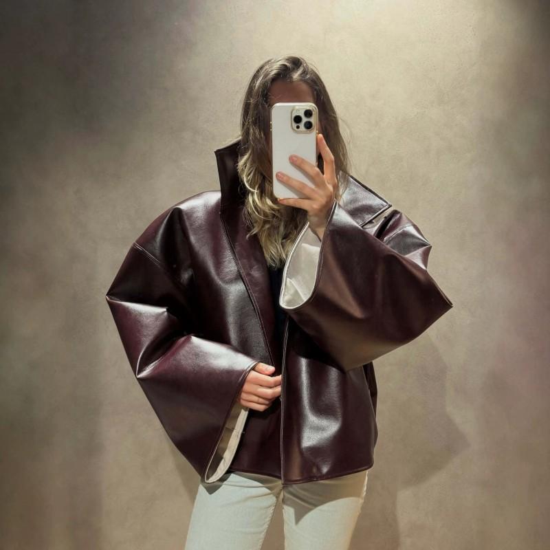 Womens Short Asymmetrical High-Neck Oversized Blazer
