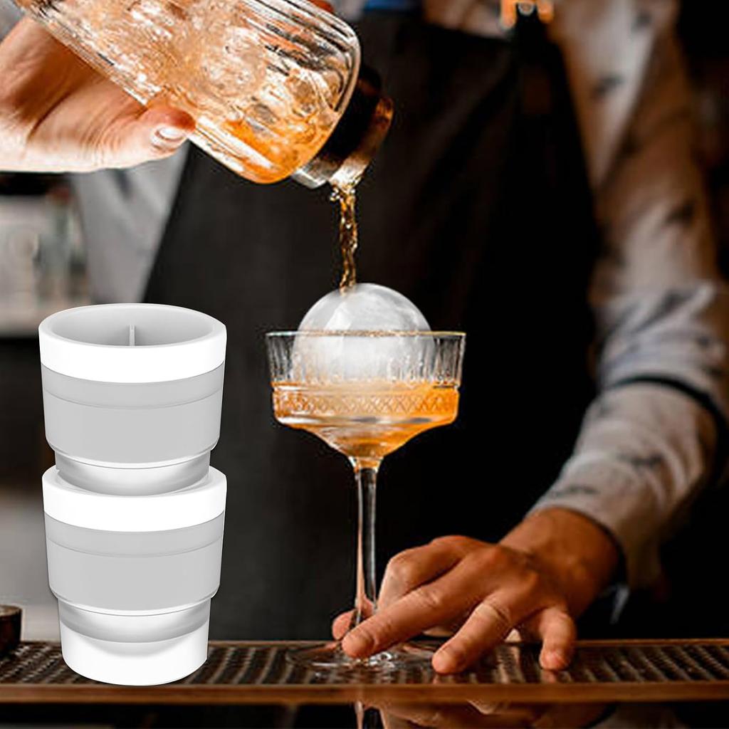 Ice Ball Mould, Ice Ball Molds, Large 2.5 Inch Round Ice Cube Moulds, Easy-Release Reusable Ball Ice Cube Moulds for Whiskey, Cocktails