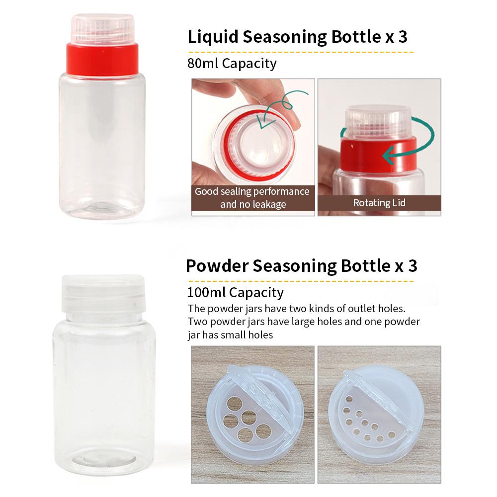 Krydderbeholdere for camping Bærbare Plast Multifunksjonelle Tomme Krydderbeholdere Sett med Oppbevaringspose