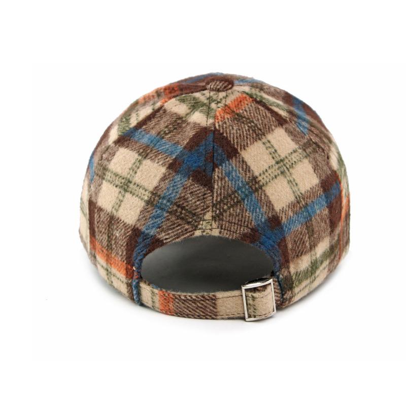 Autumn Winter Hat Women's Hard Top Baseball Cap Classic Vintage Plaid Cap for Men
