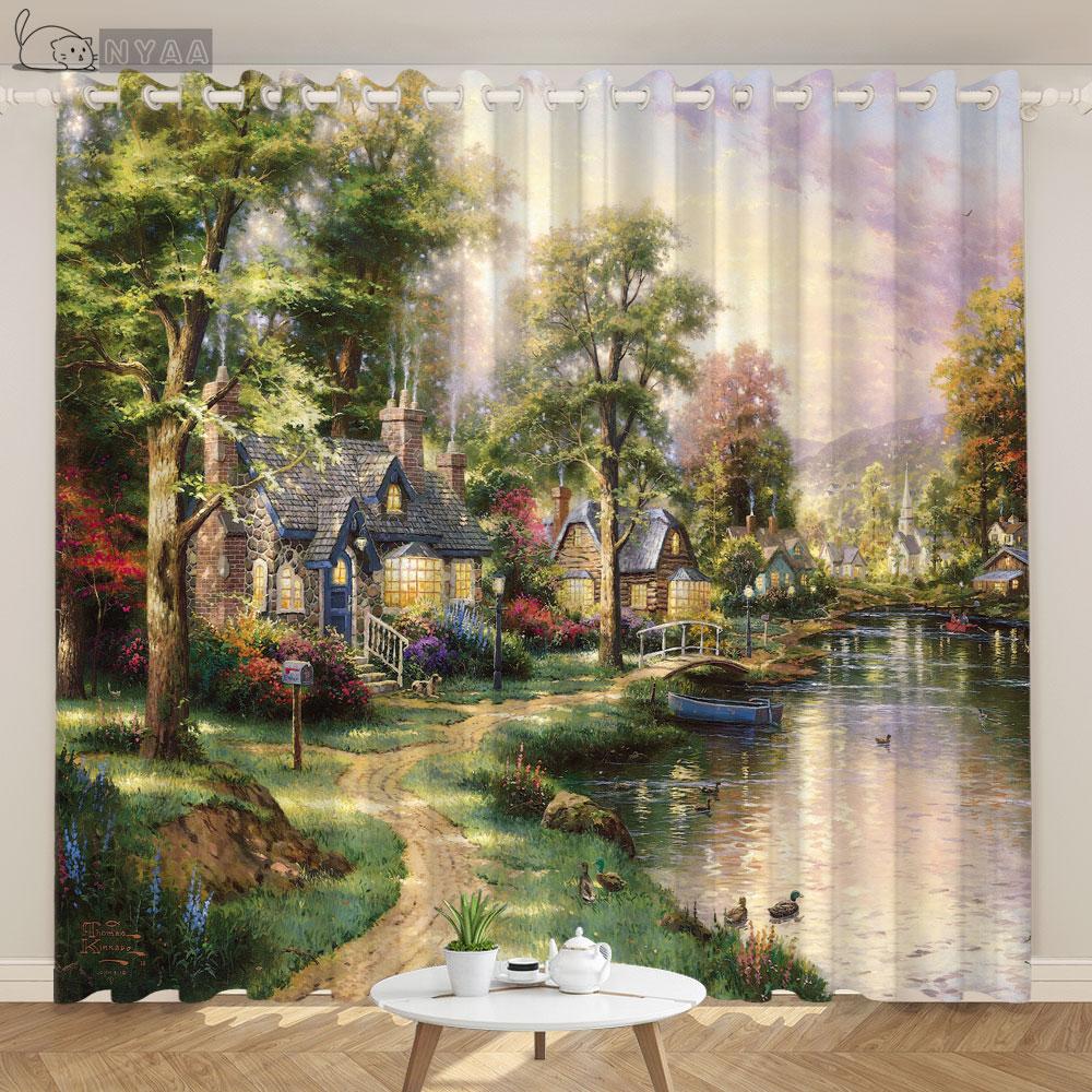 

Шторы в виде замка принцессы для детей, занавески для спальни для девочек, занавески для кухни, занавески для кабинета, занавески для гостиной 2x60Wx50H(CM)&Grommet Top