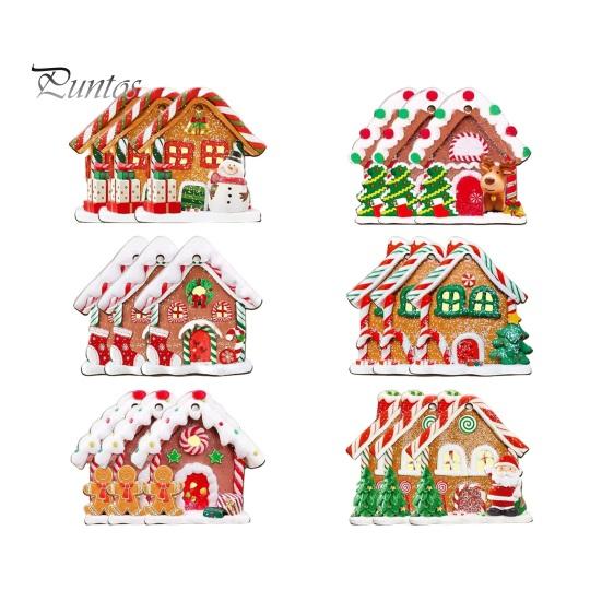 DIY Christmas Party Supplies 24/36Pcs Gingerbread House Ornaments, Wooden Xmas Tree Decor with Rope, Hanging Decorations Ornaments for Holiday