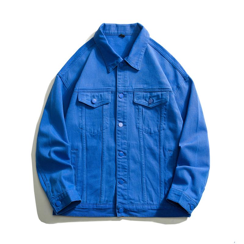 Muqiu Men's Denim Jacket | American-Style Casual Solid Color, Loose Fit, All-Match Top