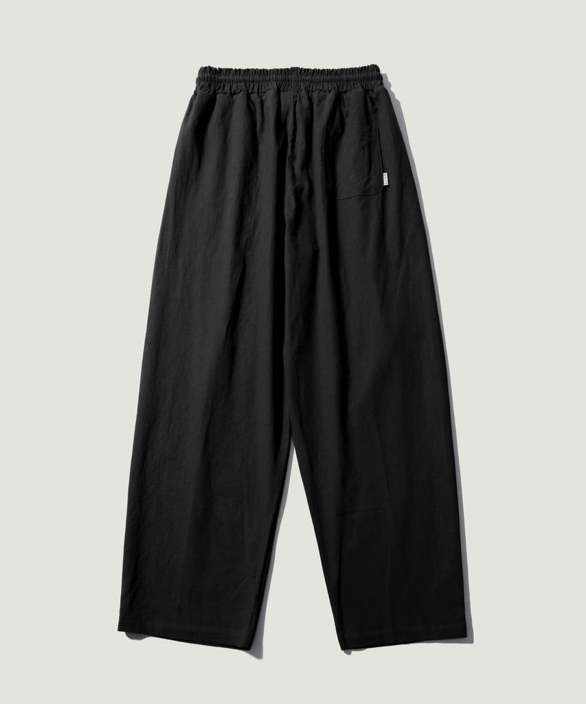 EASE Linen Elastic Waist Pants [Oversized Fit]_Black_Unisex