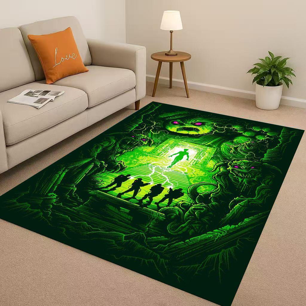 3D Horror Movie G-Ghostbusters Cartoon Living Room Non-Slip Area Rug Carpet for Bedroom Playroom Sofa,Easy Clean Home Doormat