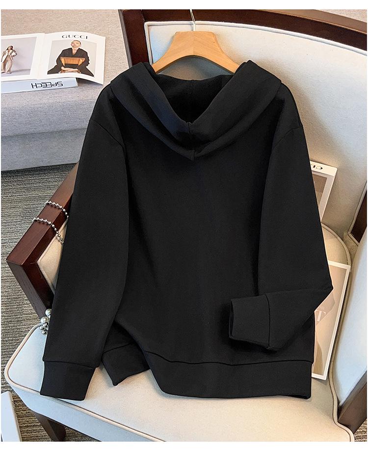 Women's Plus Size Super Loose Fleece-lined Hoodie Cardigan, Bust 150/170