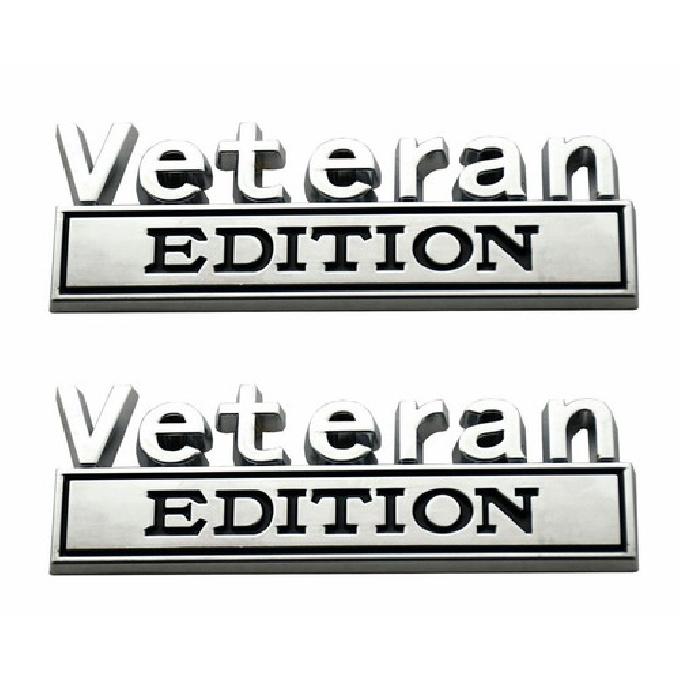 2pcs Metal veteran Edition Decals Sticker 3D Raised Letter Emblem Chrome