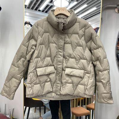 Short down jacket women's autumn new small top stand-up collar loose and thin versatile white duck down jacket trendy