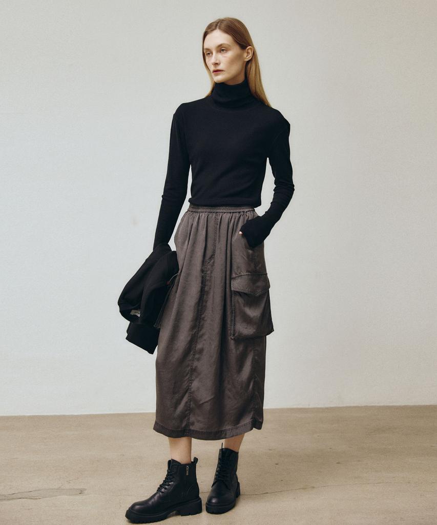 Visavi Pigment Washed Cargo Skirt (D.K Gray)