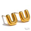 Yhpup 26 Initial Letter A-Z  Stainless Steel Gold Color Stud Earrings 18K PVD Waterproof Plated Daily Versatile Basic Jewelry