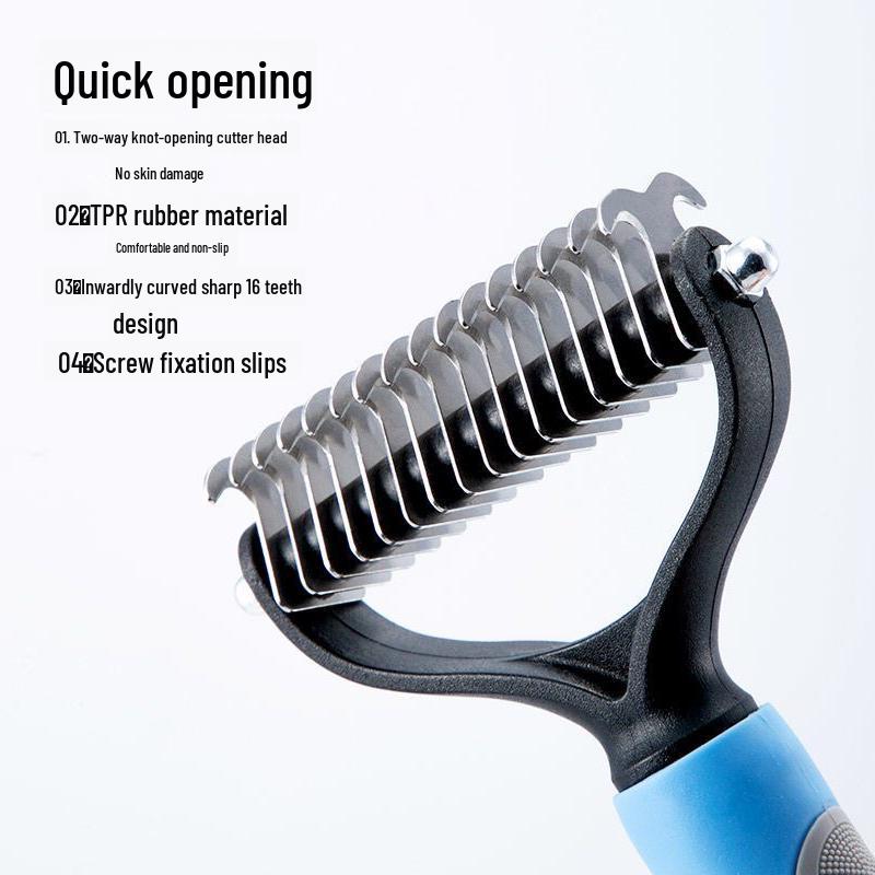 Pet Hair Detangling Comb: Dog & Cat Thinner for Removing Loose Hair