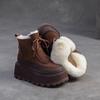 Fashion GKTINOO 6.5cm Genuine Leather Snow Boots Platform Warm Winter Ankle Boots Women Natural Wool Fur Booties Thick Sole Shoes