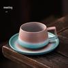 High-End Handmade Blue and Yellow Ceramic Coffee Cup & Saucer Set: Perfect for Housewarming, Weddings, or New Home Gifts