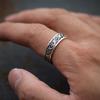 Yin Taifei Men's Silver Scroll Pattern Open Ring: Retro, Trendy, Versatile, Niche Design.